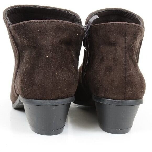 Side Step Brown Faux Suede Booties by Boston Design Studios 9.5 WIDE - Picture 5 of 6